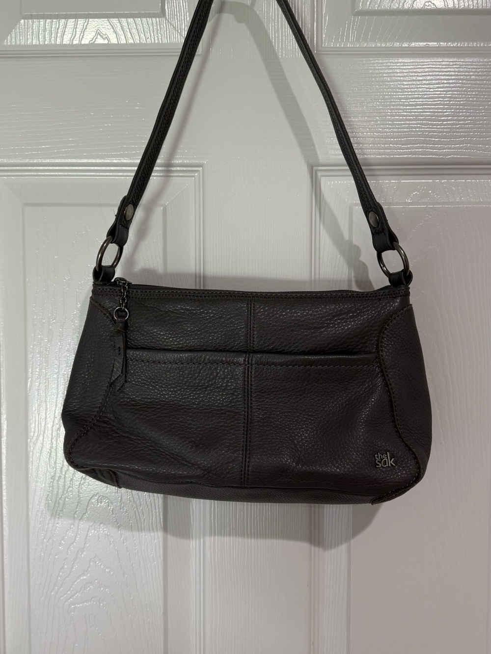 The Sak Gray Leather Shoulder Bag
